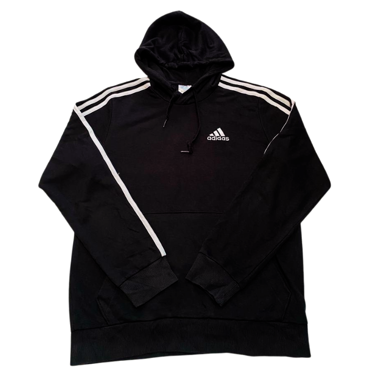 Adidas Black 3 Stripe Hoodie